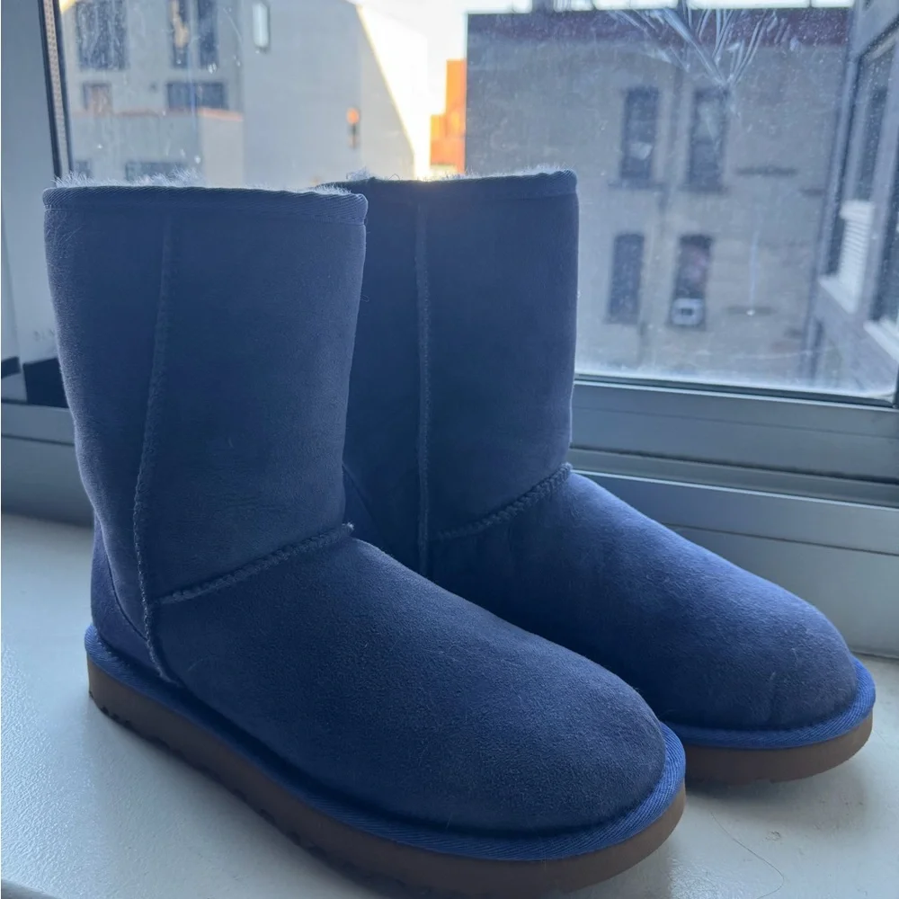 UGG Blue Suede Boots with Tan Soles - Picture 1 of 7